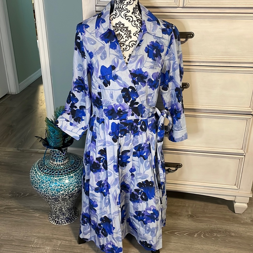Ivanka Trump Women's Printed Floral Faux WrapDress 10